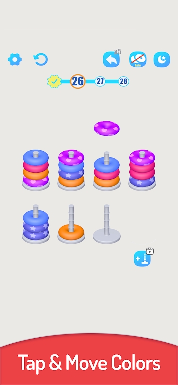 3D颜色排序彩圈堆栈最新版游戏截图