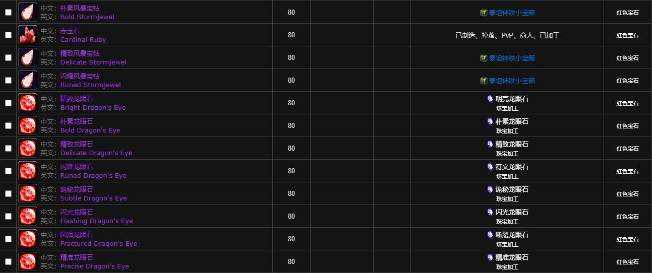 魔兽世界wlk宝石属性一览表介绍图7